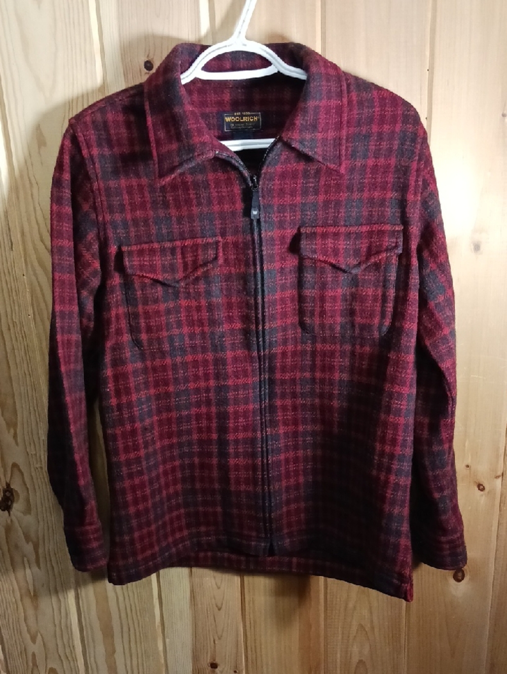 Woolrich Zip-Up Jacket Black and Red